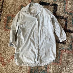 H&M oversized Denim knee length button down shirt dress size medium